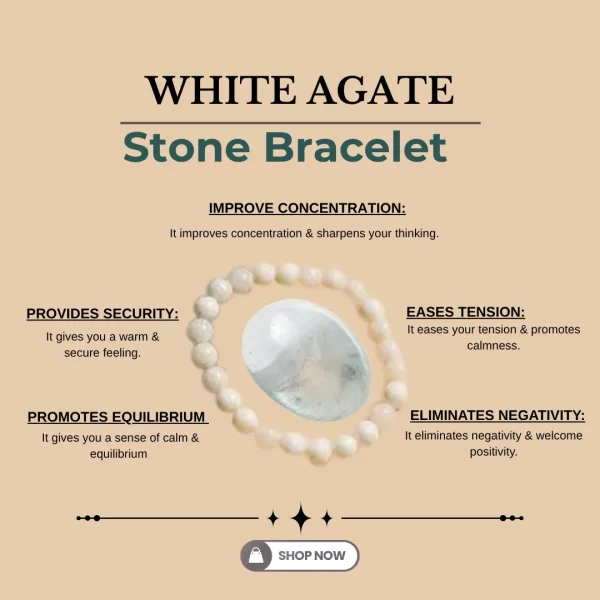 White Quartz Agate Bracelet