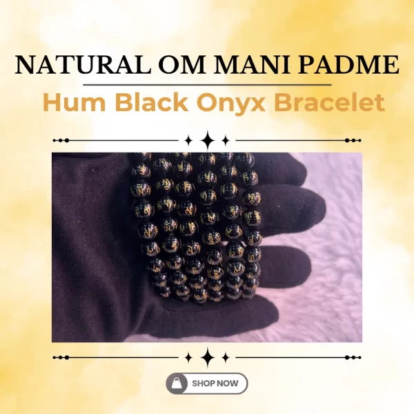 Natural OM Mani Padme Hum Black Onyx Bracelet