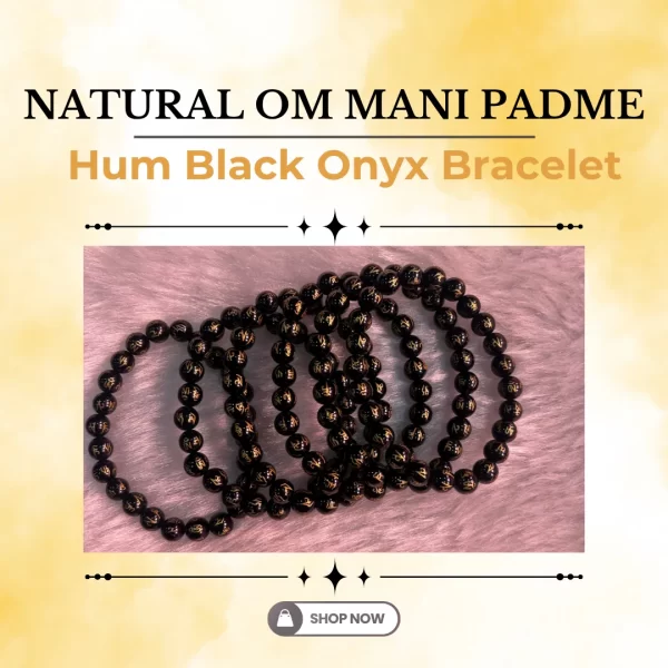 Natural OM Mani Padme Hum Black Onyx Bracelet