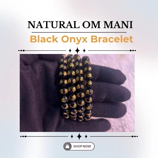 Natural OM Mani Black Onyx Bracelet