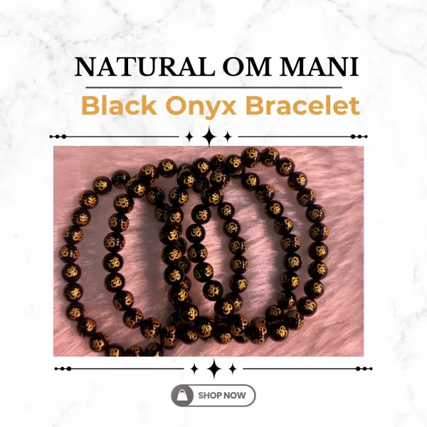 Natural OM Mani Black Onyx Bracelet