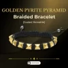 Golden Pyrite Pyramid (Coated Hematite) Braided Bracelet