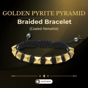 Golden Pyrite Pyramid (Coated Hematite) Braided Bracelet